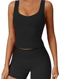 Sets Neck Crop Tank Top Waisted