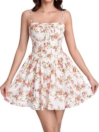 Mini Dress Neck Flowy A Line Lace