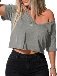 Off Shoulder Loose Crop Top