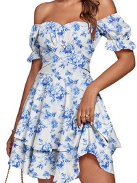 Floral Off Shoulder Mini Dress